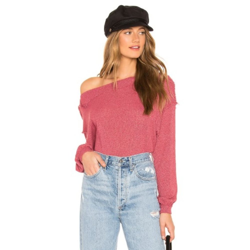 Free People 'Stay With Me' Hacci Pullover Sweater, Raspberry